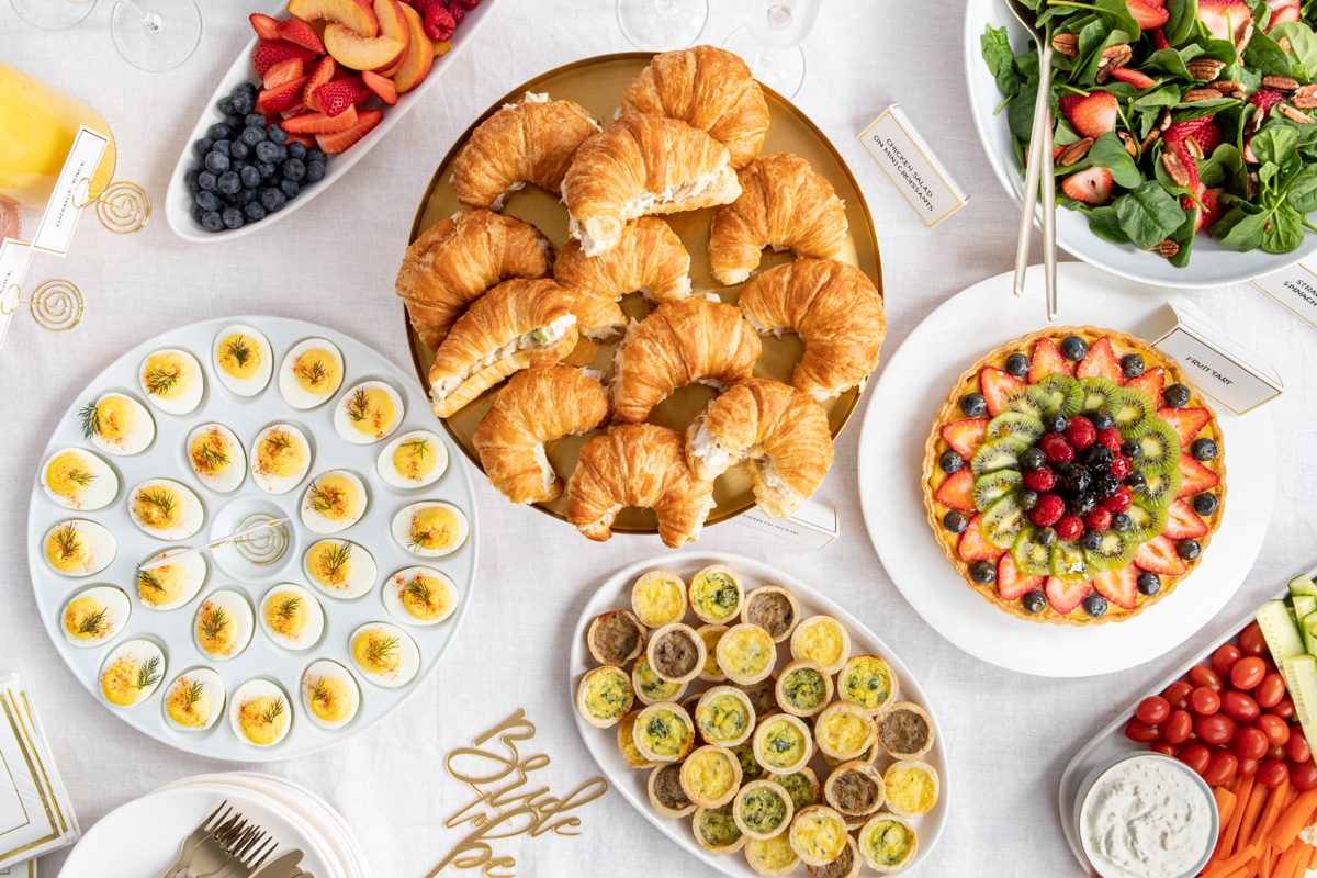 A food spread for a bridal shower.
